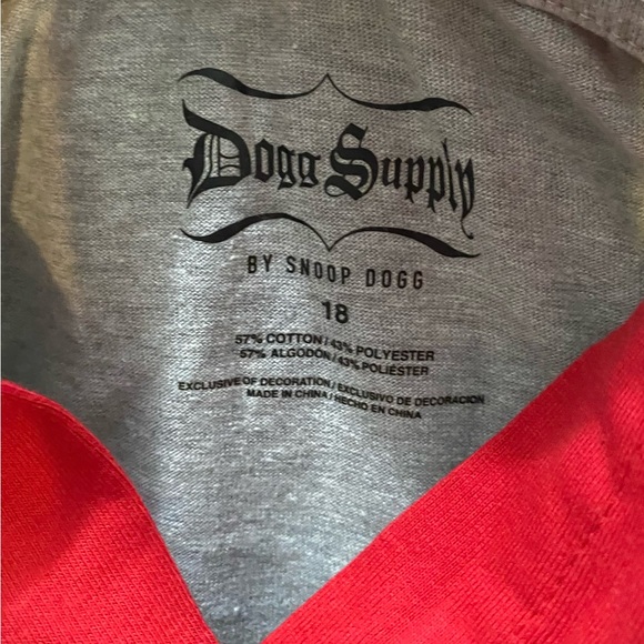Dog Supply by Snood Dog‎ Gray and Red Hooded Jersey Sweatshirt  size 18 Boys - Picture 4 of 5
